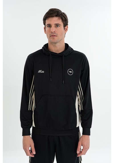 Maraton Boxy Erkek Kapüşonlu Siyah Sweatshirt Siyah