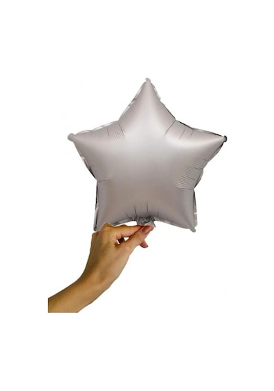 Mat Gri Yıldız Folyo Balon 45 Cm - Bebek Çocuk Parti Kutlama