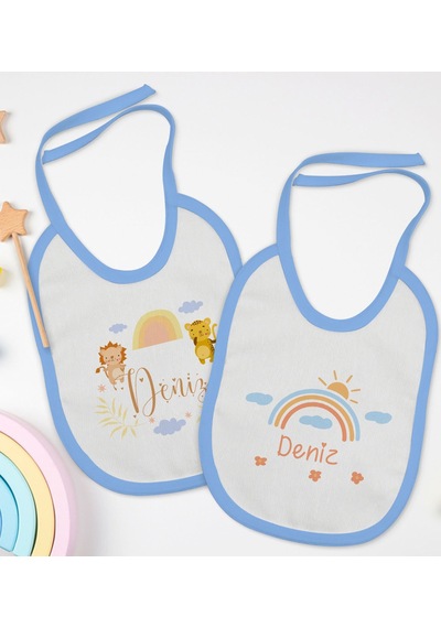 BK Kids Kişiye Özel İsimli 2’li Mavi Mama Önlüğü-10 Mavi