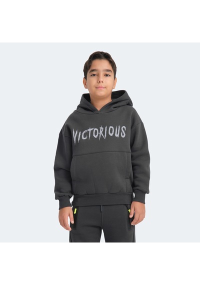 Slazenger LEXUS Çocuk Kapüşonlu Cepli Koyu Gri Sweatshirt