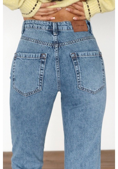 Lacarino 7609 Mom Fıt Kadın Jean Pantolon Ice Blue