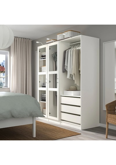 Ikea Beyaz Şık Kapaklı Gardırop Beyaz-cam