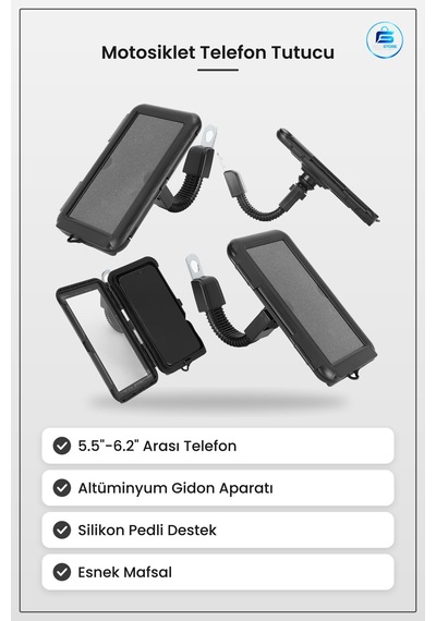 Motosiklet Smart Bar Telefon Tutucu 5.5 6.2 İnç Altüminyum Gidon Çok Renkli