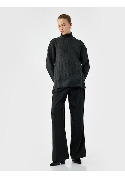 Koton Uzun Kollu Dik Yaka Oversize Triko Kazak Antrasit 6wak90172ht Antrasit Koton Uzun Kollu Dik Yaka Oversize Triko Kazak Antrasit 6wak90172ht Antrasit