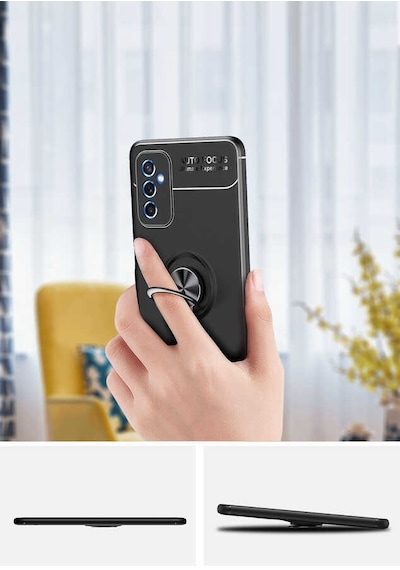 Galaxy Uyumlu M52 Kılıf Hptk Ravel Silikon Kapak - Siyah-mavi Siyah-mavi