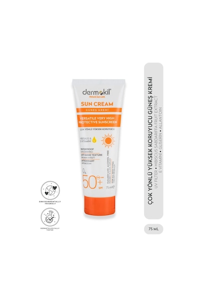 Dermokil Sun Cream Çok Yönlü Yüksek Koruyucu Güneş Kremi SPF 50+ 75 ML
