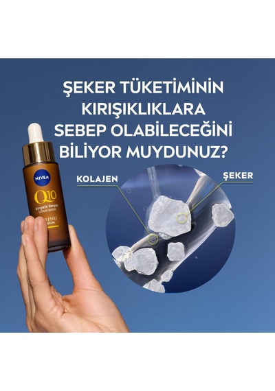 Q10 Kırışıklık Karşıtı Çift Etkili Cilt Serumu 30 Ml, Saf Q10, Şeker Sebepli Kırışıklık Önleyici