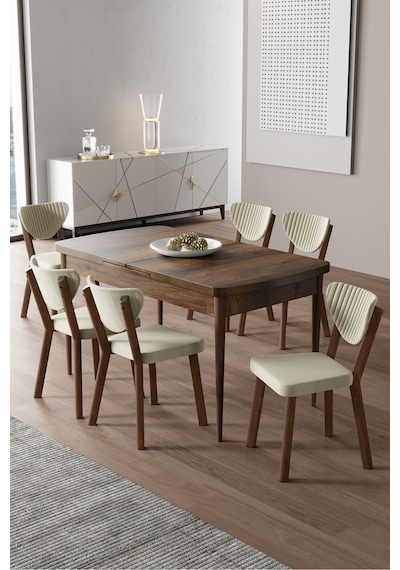 Canisa Exve Serisi 80x132 Açılabilir Barok Ahşap Desen Masa Takımı Ve 6 Krem Sandalye Masa Barok Ahşap Desen Sandalye Krem Canisa Exve Serisi 80x132 Açılabilir Barok Ahşap Desen Masa Takımı Ve 6 Krem Sandalye Masa Barok Ahşap Desen Sandalye Krem