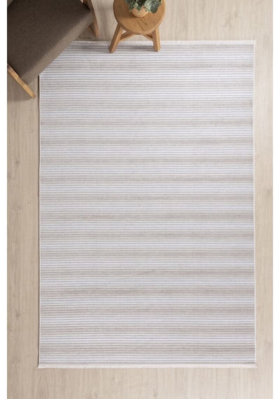 Koza Halı Stripe Krem Kilim Kaymaz Taban Salon Oturma Odası Antre Halısı 33 Krem
