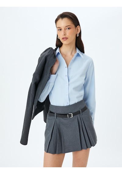 Koton Uzun Kollu Slim Fit Klasik Poplin Gömlek Mavi 5sak60043uw Mavi