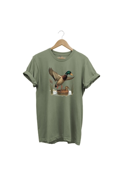 Avcılık Hunting Yeşilbaş Ördek Avı Sazlık Baskılı Tshirt Haki