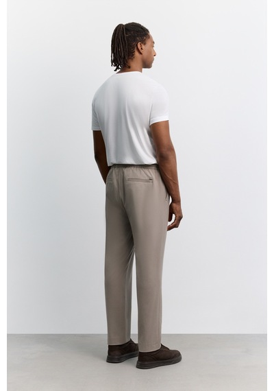 Avva Erkek Vizon Beli Lastikli Bağcıklı Kolay Ütülenen Relaxed Fit Jogger Pantolon A62y3041