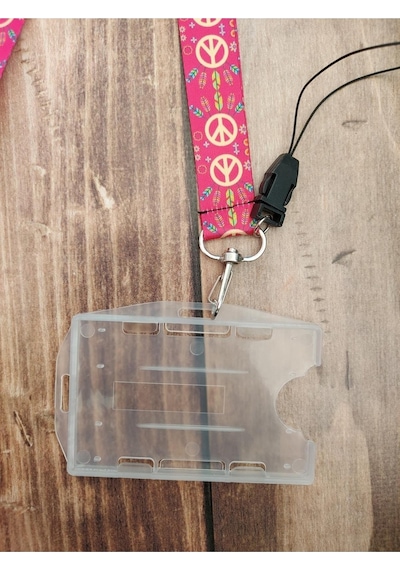 Pembe Kart Askısı Yaka Kartı Boyun Askı Ipi Telefon Askısı