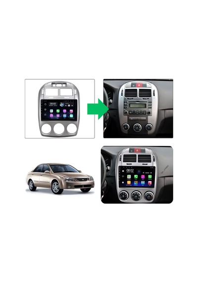 Kia Cerato Araç Multimedya Android Ekran Carplay Navigasyon Double Teyp 4+64 9" 04-06 Silver Fımex Old 9"