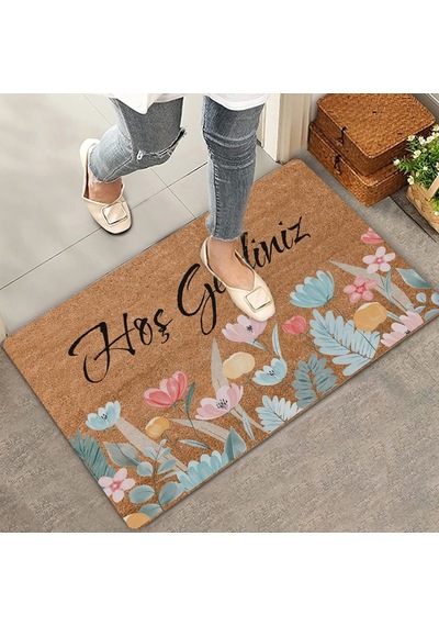 Valerine Life Renkli Gelincik Çiçekleri Hoş Geldiniz Kapı Önü Paspası 45x70cm