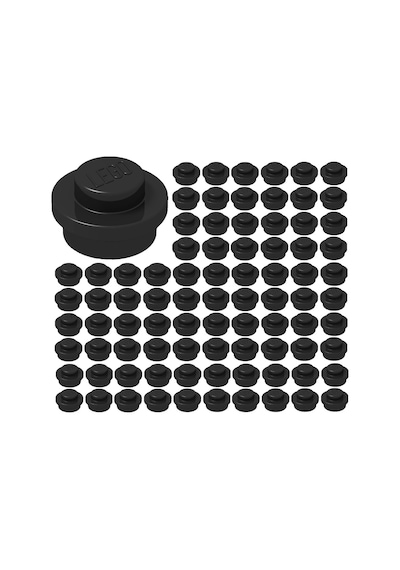 Yedek Parçalar: Plate Round: 100 Adet 1x1 Plate Round Parts Black - Siyah 4073