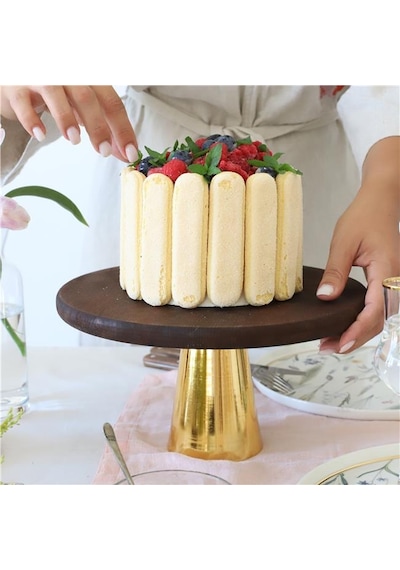Akayev Ahşap 28 Cm Altın Konik Ayaklı Sunumluk