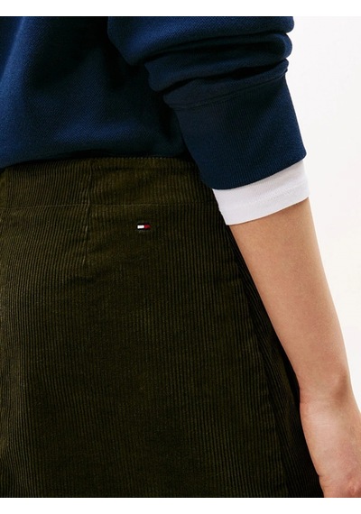 Tommy Hilfiger Kadın Cepli Kadife Mini Yeşil Etek Yeşil
