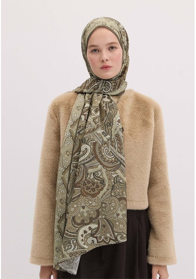 Freshscarfs Siara Desen Şal Kahve haki