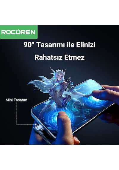Rocoren 100w Type-c To Type-c 90 Örgülü Pd Hızlı Şarj Ve Data Kablosu 1 Metre