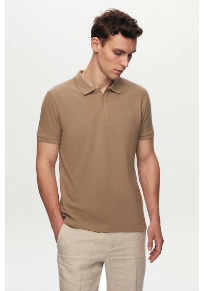 D's Damat Ds Damat Regular Fit Vizon Pike Dokulu %100 Pamuk Kıvrılmaz Polo Yaka Nakışlı T-shirt 4HC14ORT51000 Vizon
