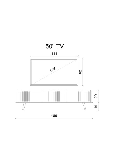 Spica Safir Meşe Rengi Mdf 3 Kapak Ahşap Ayaklı 180 Cm Tv Ünitesi