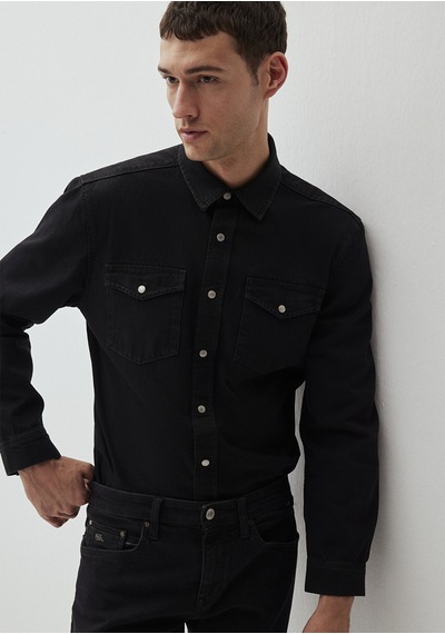 Mavi - Ted Koyu Dumanlı Denim Jean Gömlek 0210909-87934 Siyah