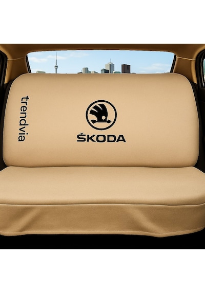 Skoda Uyumlu Ön Arka Koltuk Kılıfı Penye Servis Tipi Oto Koltuk Koruma Seti Bej
