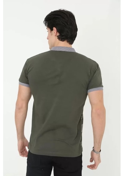 Modi Green Baskı Detaylı Erkek Fit Duruş Grafik Haki Yeşil Slim Fit Pamuklu