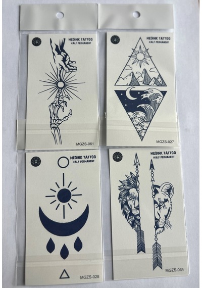 Gizem 4 Adet Minimal 11x8 Cm 3 Hafta Kalıcı Yarı Kalıcı Geçici Dövme