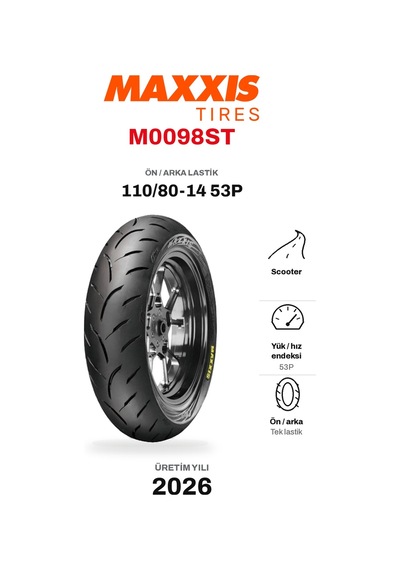 Maxxis M0098st 110/80-14 53p Ön/arka Motosiklet Lastiği 2026