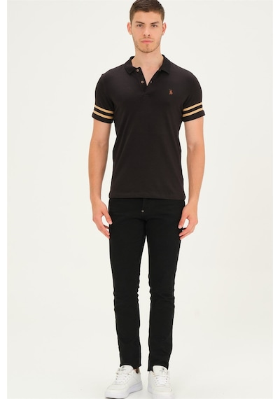 T8585 Dewberry Erkek T-shırt-siyah-camel Siyah-camel
