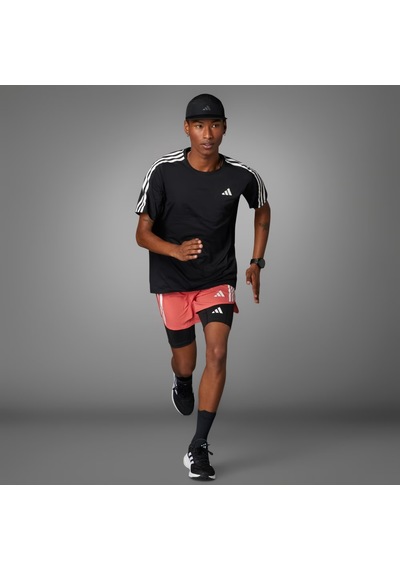 Adidas Own The Run 3 Stripes Erkek Siyah Yuvarlak Yaka Tişört IQ3834