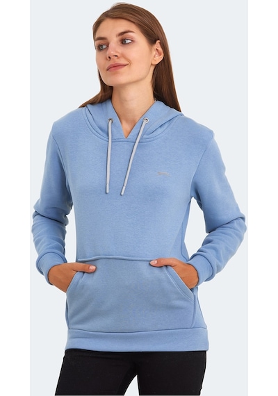 Slazenger KESHIAN IN Kadın Kapüşonlu Cepli Mavi Sweatshirt