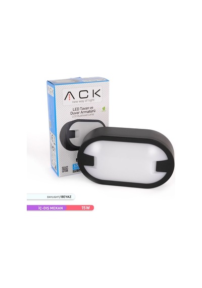 ACK 15W LED Duvar Armatürü 6500K Beyaz Işık Dekoratif Dış Mekan B Diğer
