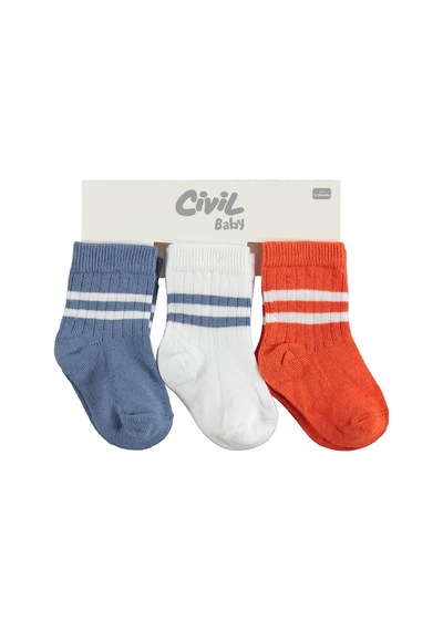 Civil Baby Çemberli Basic 3'lü 6-18 Ay Bebek Erkek Çorap Set Standart