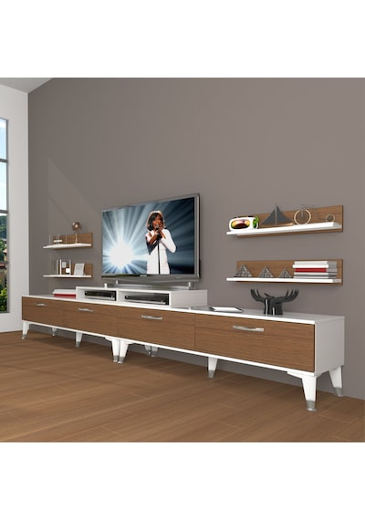 Decoraktiv Ekoflex 360r Slm Silver Tv Ünitesi Tv Sehpası Beyaz - Ceviz