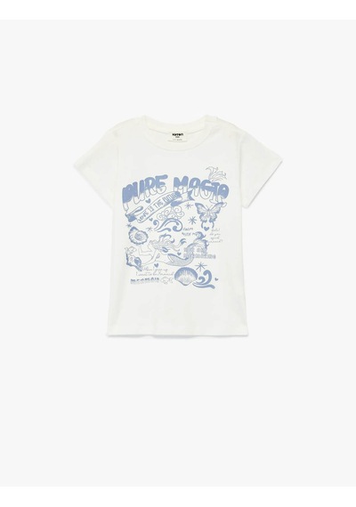 Koton Baskılı Ekru Kız Çocuk T-shirt 6skg10018ak Ekru