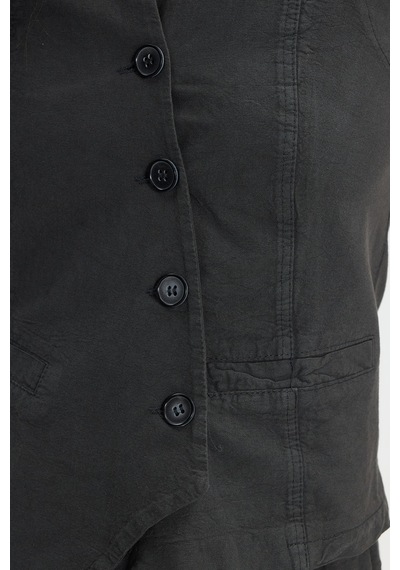 Tudors Kadın Slim Fit Dar Kesim %100 Pamuk V Yaka Çift Cepli Antrasit Etek Yelek Takım-50458