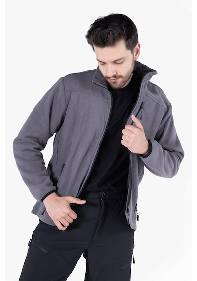 Owl Polar Ceket Tam Fermuarlı 3 Cepli Gri