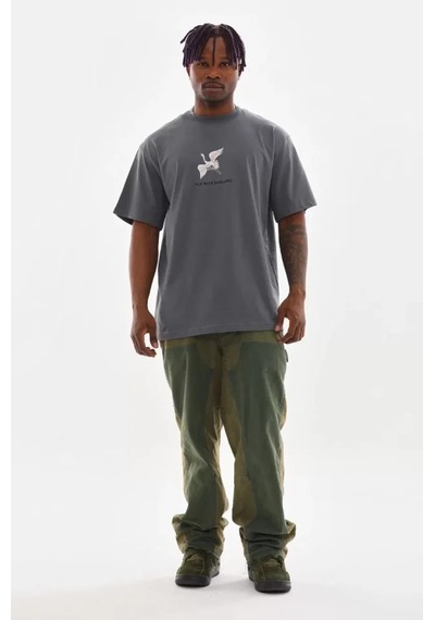 Suma Füme Unisex Oversize Baskılı T-shirt M Beden