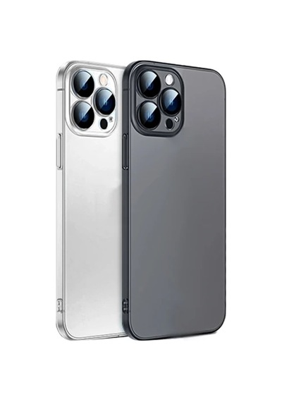 Ally Apple iPhone Uyumlu 13 Pro Max 6.7inch Frosted Glass Şeffaf Kamera Korumalı Kılıf- 5775 Siyah