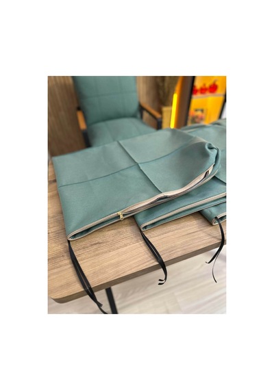 Outdoor Kumaş,bahçe Minderi,balkon Minderi,koruyucu Kılıf , 2-1-1 Takıma Uygun 4 Adet Pofuduk Model ,minder Kılıfı Turkuaz