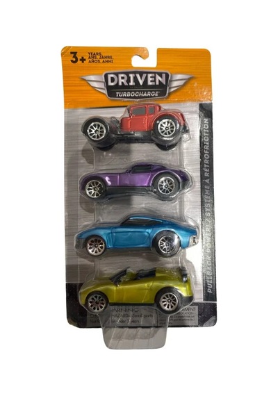 Driven 4'lü Çek Bırak Araba Seti - Mavi, Kırmızı, Mor, Sarı Çok Renkli