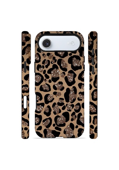 Velvoria Valestra Simli Leopar Apple Apple iPhone Uyumlu 17 Air Magsafe Koruma Kılıfı Valestra Magline - Simli Leopar
