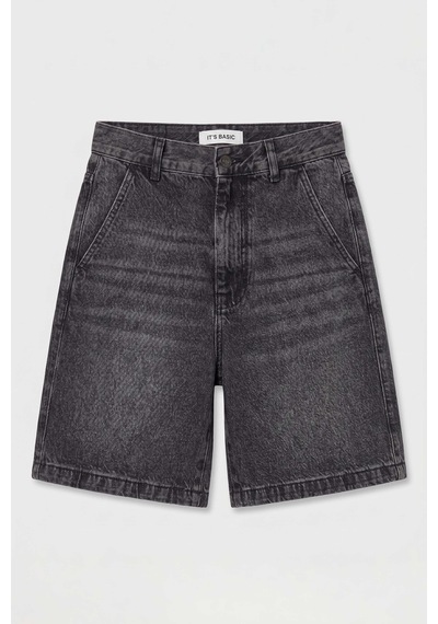 it's basic Kadın Koyu Füme 2s6-1 Skater Midi Boy Bermuda Denim Şort Çok Renkli