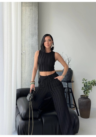Modalima Siyah Halter Fitilli İkili Takım Çok Renkli Modalima Siyah Halter Fitilli İkili Takım Çok Renkli