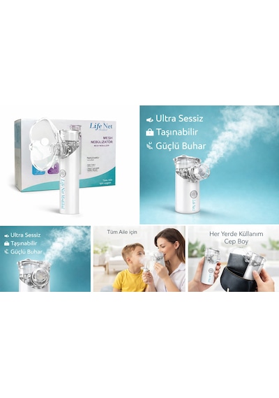 Life Net Medikal Taşınabilir Mesh Nebülizatör Süper Sessiz, Yeni Nesil Şarzlı Yetişkin & Çocuk S600b