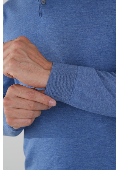 Bisse Indigo Düğmeli Polo Yaka Erkek Yün Triko Tr24k24201 D66 Indigo