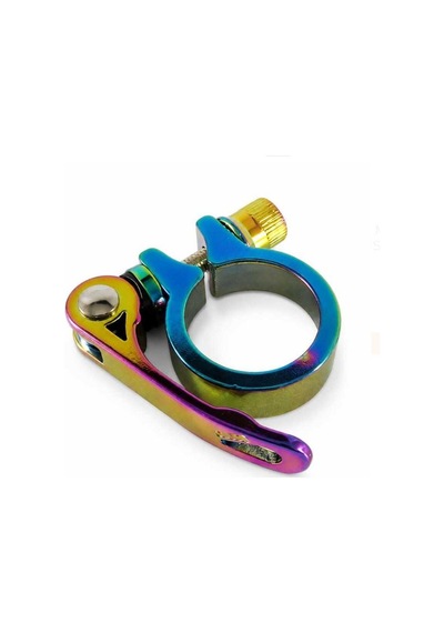 Bisiklet Sele Borusu Kelepçesi Mandallı Rainbow 34,9mm 31,8 Sele Borusu Uyumlu Oilslick Siyah - Kırmızı - Beyaz